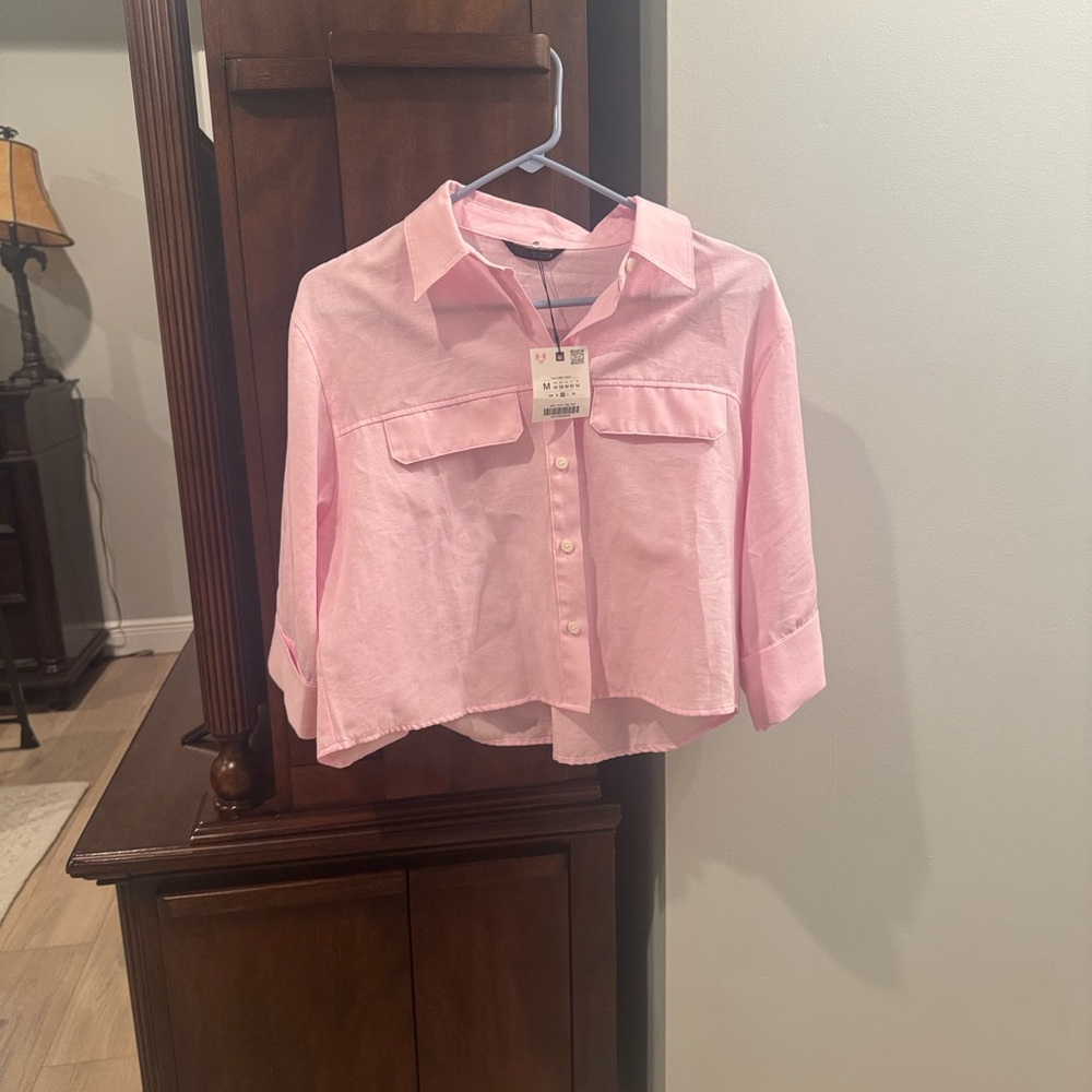 Zara Light Pink Kids Button-Down Shirt